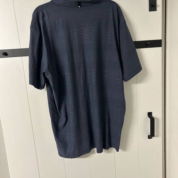 Puma Men's Navy Striped Polo Shirt - Picture 2 of 4